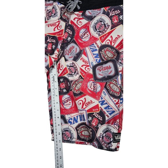 Vans Men’s Logo Print Board Shorts Size 28 Red Black - Picture 9 of 14
